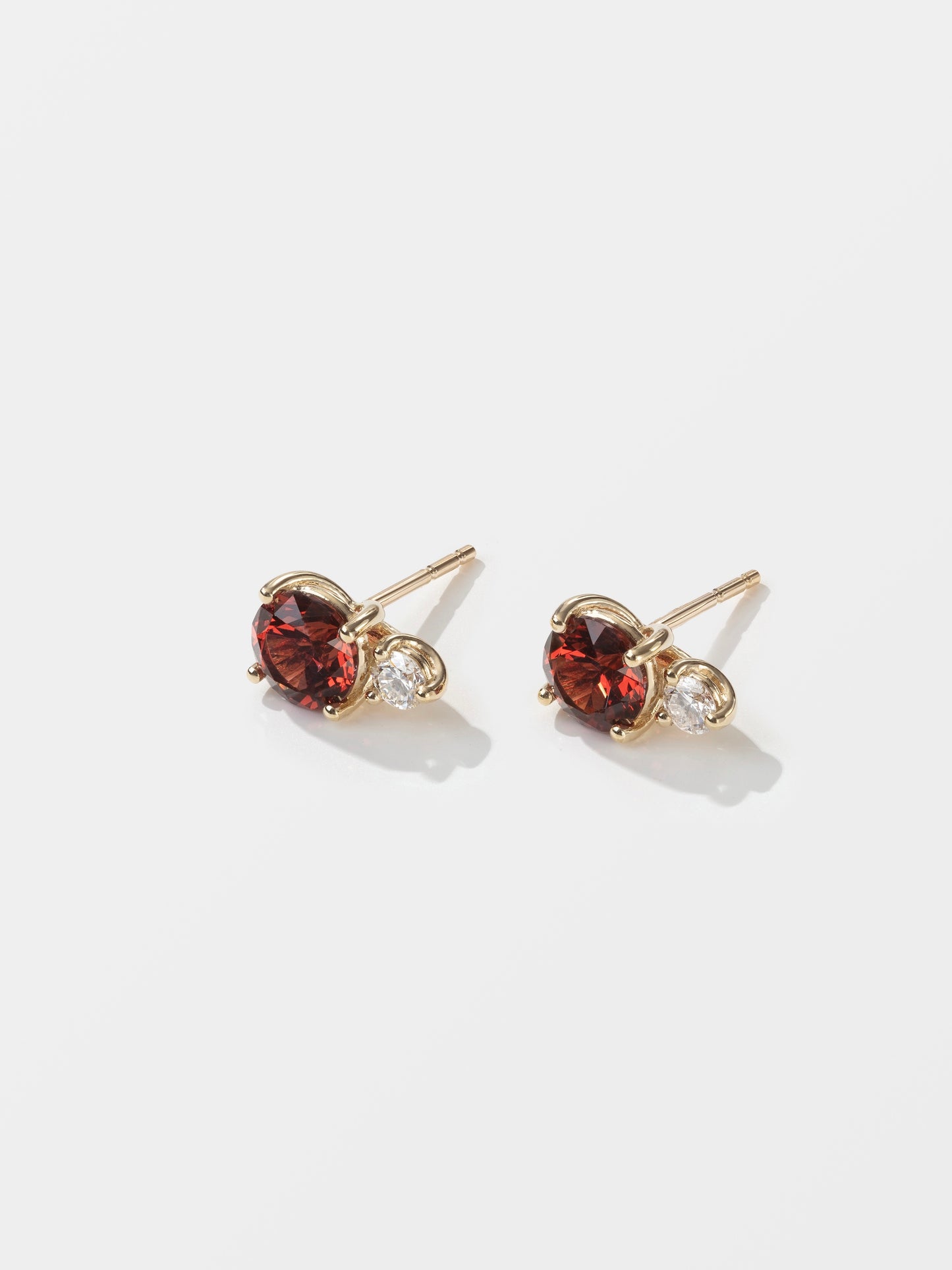 Juliette Kor Jewelry Fay earrings with red garnets and diamonds 