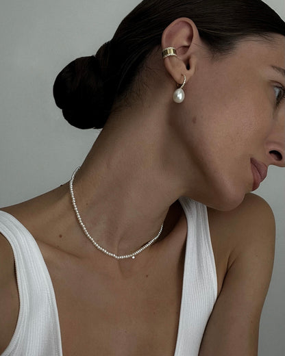 Melia earrings with pearls and diamond pavé