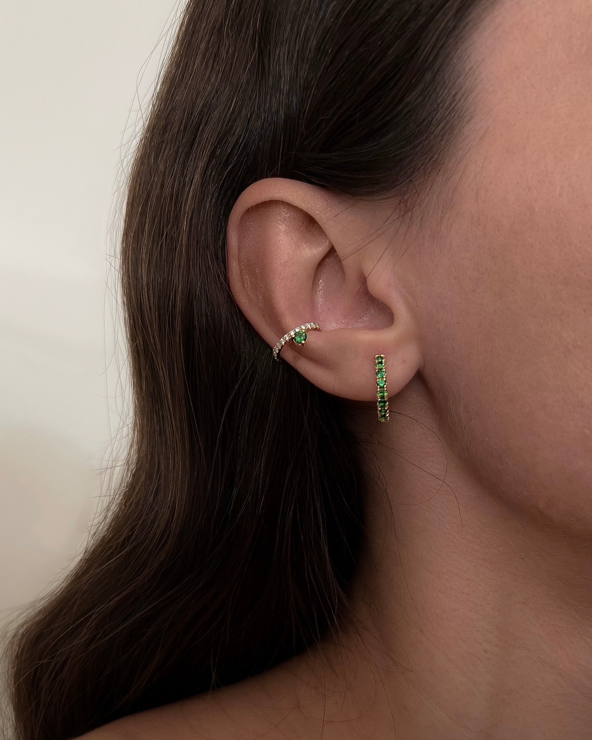 Juliette Kor Jewelry Maeve diamond ear cuff with chrome tourmaline